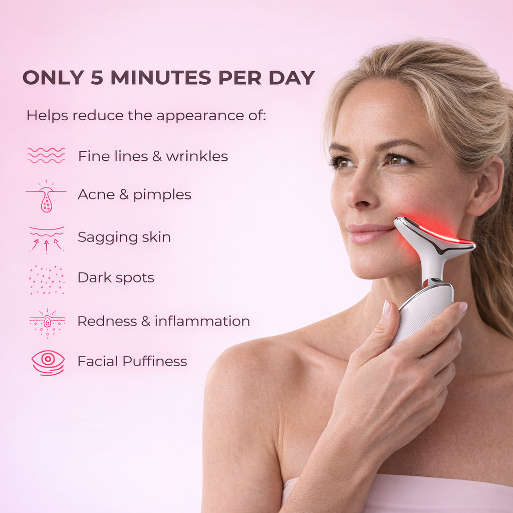 EMS Red Light Therapy Face & Neck Lift Wrinkle Remover Tightening Massager
